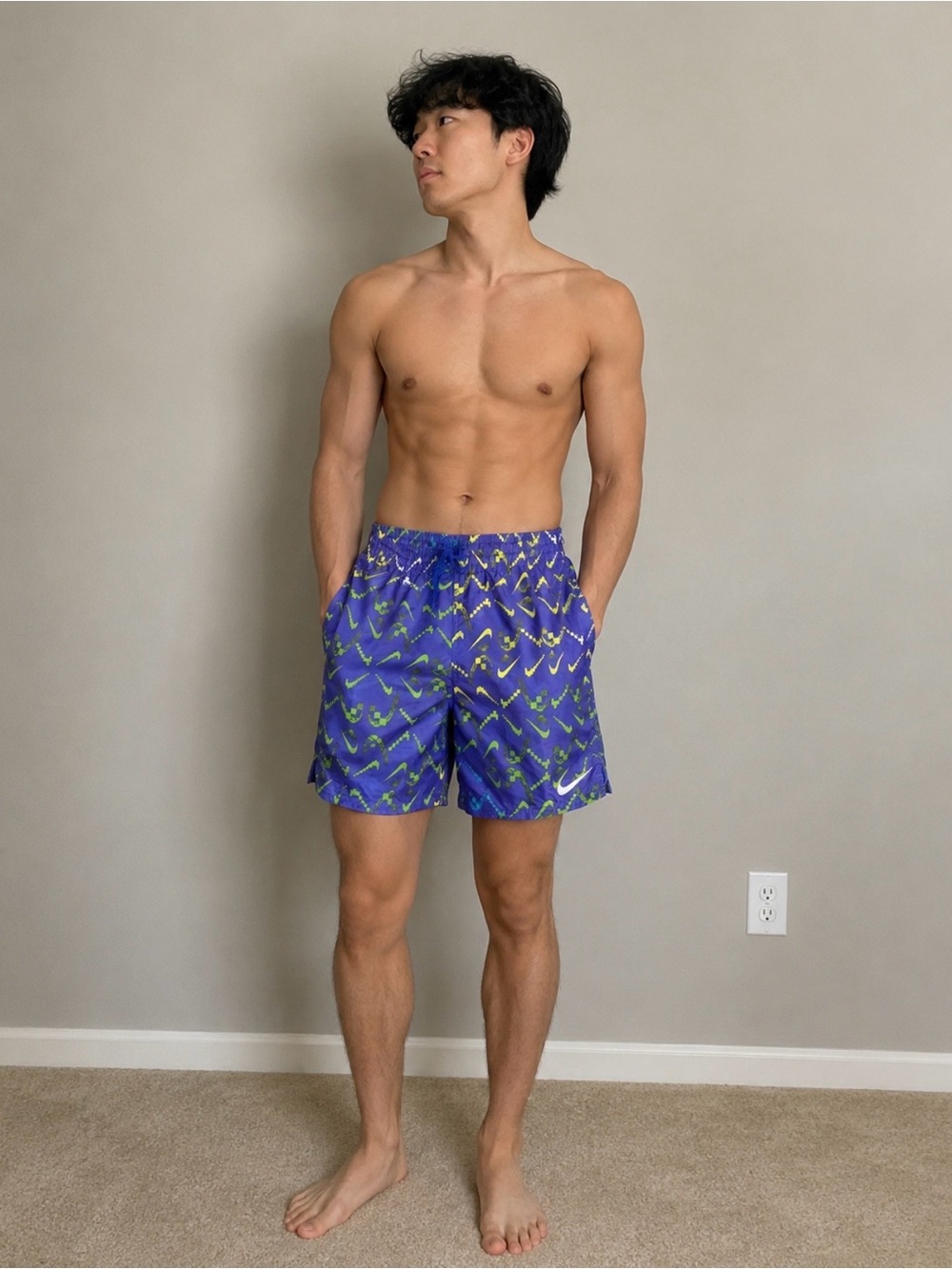 Nike Blue and Yellow Swim or Athletic Shorts Size Small